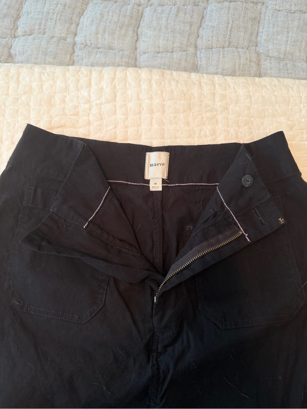 Maeve Black High-Rise Skirt with Front Pockets